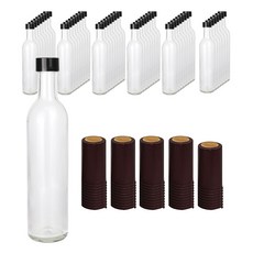 가인글로벌 와인300 투명 유리병 + 스탬핑 숏캡 블랙 + 탑씰 진자주(루땡 수축필름), 24세트, 300ml