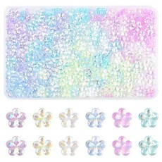 ECLATIS MakemadeDIY DIY 하이퀄리티 주얼리용 아크릴 야광 별 비즈 200개 어둠 속에서 벌크 혼합 색상 귀여운 스페이서 비즈 디자인 팔찌 목걸이 귀걸이 제, 멀티 컬러 플라워 A - 216개