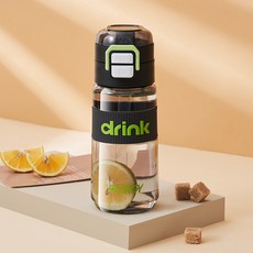 富興 雙飲茶杯 學生運動水壺 便攜隨手杯 一鍵彈蓋, 1個, 夜空黑 540Ml