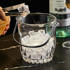 파티 테이블웨어 아이스버켓 유리 쿨러 얼음보관통 스텐 집게 세트 2종, 크랙 아이스버킷 (스텐)