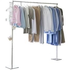 兩用摺疊曬衣掛衣架，多功能室內衣物收納架, 掛架款方底座-白精靈