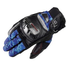 코미네 바이크용 카본 프로텍트 윈터그 로브 블랙/블루 카모 XL GK819 가을·봄용 방수 방한 카본 스트레치 소재 프로텍터