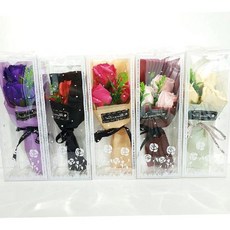 장미 비누꽃 다발 3송이 향기 선물 생일 성년의날 꽃바구니, 장미 체리핑크