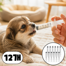 피넬 바늘없는 반려동물 강아지 약먹이는 피딩용 주사기 3ml, 12개, 투명