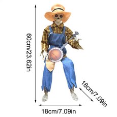 할로윈 야외 해골 인치 애니메이션 밴조 관절 가능 실내외 휴일용 뮤지컬 소품, Yellow, 1개