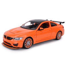 Zhijing 1:24 BMW M4 GTS 스포츠카 정적 다이 캐스트 차량 소장 모델 자동차 장난감(오렌지), 1개