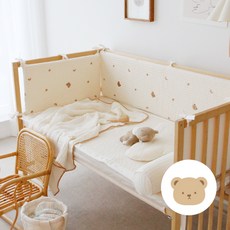 헬로미니미 [국산제품] 자수5종 범퍼가드 범퍼침대쿠션 신생아 침대 가드(벨라 보니 도모M 쁘띠라뺑), 도토리, 쁘띠라뺑 뉴에코베어