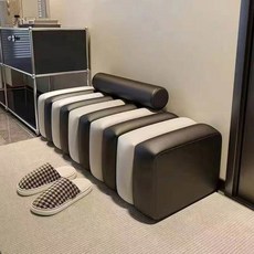 벨벳벤치 매장 소파 리셉션 의류 긴의자 의자 인테리어, 고양이 가죽[블랙화이트 100*45*43 패키지