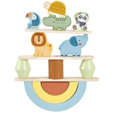 원목 흔들흔들 밸런스 동물 균형 탑쌓기 소근육 집중력 발달 (18개월) Tooky Toy Wooden Stacking Animals Blocks Game 18M+, 1개