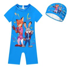 瘋狂動物城 兒童連體泳衣泳帽套裝