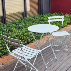 튼튼한 야외용 선셋 2인용 테이블 세트 (의자2개+테이블), 화이트