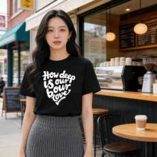 퓨어몰링 여성 통기성 오버핏 반팔티 순면 라운드넥 반팔 티셔츠