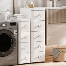 輕奢夾縫收納櫃子抽屜式衛生間儲物櫃浴室縫隙廚房多層零食置物箱 零食收納櫃 書櫃 置物箱 廚房收納櫃 櫥櫃 廚房置物架 S, 20CM面寬-繽紛杏【升級加厚】,三層