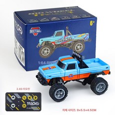 미니 리모컨 트레일러 레이싱카 스케일모델 RC카 드리프트 픽업트럭 4x4 제품 장난감 모터 충전식 오프로드, 4.합금 블루 오렌지 4륜 오프로드