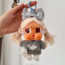 팝마트 크라이베이비 휴가 일기 인형옷 니트 방울 목돌이 스웨터 펜던트 토끼인형 신발 머리핀2개 세트 인형의상 인형액세서리, 아기가 없어요, 6 그레이 4피스 세트(머리장식+스웨터+펜던트+신발)