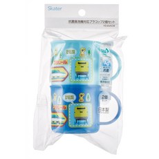 日本 新幹線 兒童 塑膠 水杯 漱口杯 2入(KE4AAGW/200ML x 2pcs) 日本製, 藍色, 2個