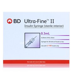 BD 울트라 파인II 인슐린 주사기 1박스 100개 [31G 8mm 0.3ml], 1개