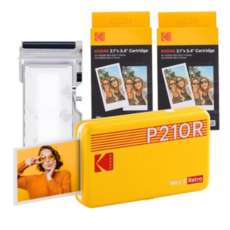 코닥 미니 2 레트로 포토프린터 휴대용 + 카트리지 68매 번들, P210R, Yellow