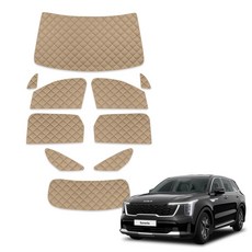 루젠 쏘렌토 MQ4 차박커튼 캠핑 암막 햇빛가리개, 1세트, 올리브브라운