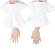 Elerevyo 여성용 롱 퍼프 장갑 풀 핑거 엘보 러플 팔 슬리브 브릿지 웨딩 파티 연회 프롬 그레이스 화이트. 298489, Elerevyo 여성용 롱 퍼프 장갑 풀 핑거 엘보 러