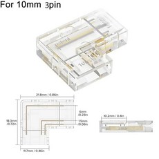 COB LED 커넥터 2핀 3핀 4핀 L코너 스트립 조명 연결 단자, COB LED 커넥터 10mm 3핀