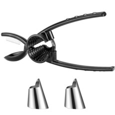 板栗開口器 板栗夾剝栗子神器 核桃夾 十字去皮栗子刀 剝殼工具 家用, 板栗核桃夾:黑+2只護指套, 1個