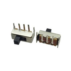 Unifizz 플라스틱 슬라이드 스위치 5핀 2 포지션 SS-12F23 수평 플러그인 보드 핸들 길이 6mm 수평 핸들 토글 스위치 (실버+블랙) 100개, Unifizz 플라스틱 슬라이드 스위치, 5핀 2 포지