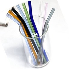 컬러 내열유리빨대 청소솔 긴빨대 음료수빨대 까페빨대, 블랙