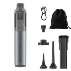 케이엠 6종헤드 16 000Pa 파워흡입력 차량용 휴대용 (에어건+공기주입기+진공압축) 무선진공청소기, 회색, VAC-103