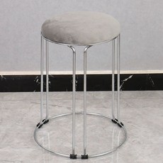 화장대 의자 거실 북유럽, 그레이 벨벳 6기둥 실버 프레임