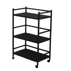 誠宜居家 三面圍欄不鏽鋼置物架, 黑色, 3層