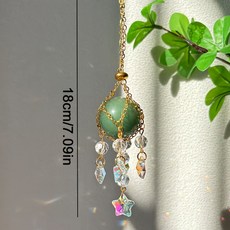 천연 석재 크리스탈 짠 Suncatcher 그리퍼 창 정원 홈 자동차 서스펜션 장식 선물 모던호환, [00] green, [00] 18cm