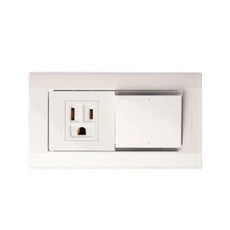 Panasonic國際牌 星光系列-埋入式螢光開關 一開一插/一開一插附接地/一開二插/二開一插, 1個, 一開一插附接地WTDFP4308