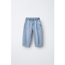 국내배송 ZARA 자라 아동 키즈 주니어 하트 포켓 PAPERBAG 배기 청바지 라이트 블루 6987002406 1895485