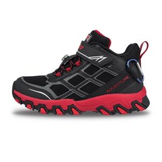 LOTTO 官方 童鞋 COMPASS H 防潑水高筒越野跑鞋(黑紅-LT5AKR9270)21~24.5CM