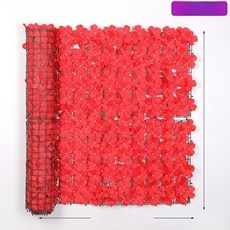 테라스 가림막 가짜 덩굴 나뭇잎 벽 담장 장식 베란다 다크 페파니 리프 1mx3m, 레드 플라워 라인 [1m x 3m]
