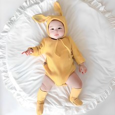 STARDOOR 羅紋長袖包屁衣+兔耳包屁衣+襪子