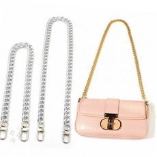 가방 어깨 끈 길이 조절 금속 체인 연결 고리 크로스백 스트랩 교체 패션, 1개, 금색_60cm