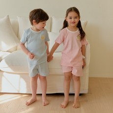 아이숲 아동용 마카롱 모달 골지 반팔 실내복(4color) 상하의 세트