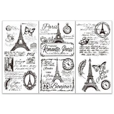 [ 1214249 ] OLYCRAFT 3개/세트 에펠탑 문질러 옮기기 가구 및 공예용 15.2 x 30.5cm(6 12인치) 프랑스 라벨 데칼 레트로 광고 전사 스티커 목재 홈, 광고 라벨, 1개
