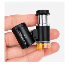 휴대폰 렌즈에 끼우는 LED UV 초점 조절 현미경 60배율 블랙