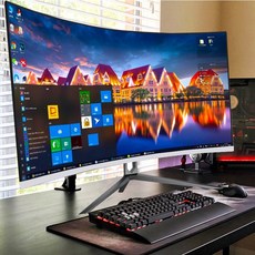 32인치 QHD 165Hz 곡면 게이밍 모니터 전자스포츠용, M_아몬드 화이트 공식 표준, 1cm