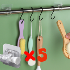 엠스윕 무타공 부착식 커튼봉 홀더 5P, 5개, 투명