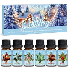 SNOWSEN 홀리데이 프래그런스 오일 세트 디퓨저용 겨울 에센셜 오일 애플 시나몬 포레스트 파인 캔디 케인 윈터 민트 크랜베리 미슬토 디퓨저 오일 선물 세트 아, SNOWSEN 홀리데이 프래그런스 오일 세트, 디퓨저용
