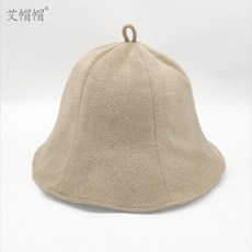 일본사우나모자 사우나 캡 스팀 샤워 헤어캡 타월, 베이지색