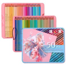 HB문화사 마카롱 50색 색연필 파스텔 틴케이스 전문가용 유성 펜슬, 1세트