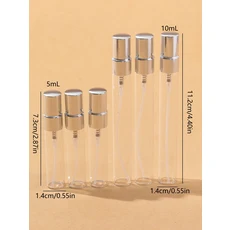 50pcs 5ml10ml 알루미늄 하프 커버 스프레이 헤드 투명 유리 향수 병 스프레이 병 미니 여행 크기 메이크업, 01 50pcs silver, 01 5ml (5밀리리터), 01 유리