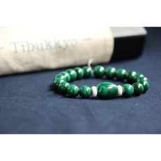 Tibukkyo 德榕藏品 無染色A級純色孔雀石圓珠手鍊 10mm