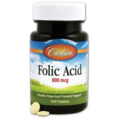 Carlson 葉酸膳食補充錠 800mcg, 1個, 300 件