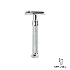 【CONQUEST】德國 MUHLE R89 TWIST 經典刮鬍刀 封閉式刀頭 傳統手動安全刮鬍刀 兩件式旋轉設計, 1個